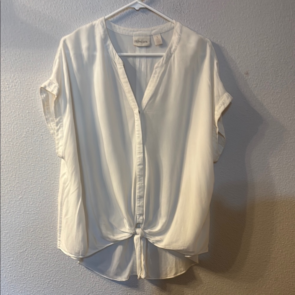 Chicos White Short Sleeve Blouse